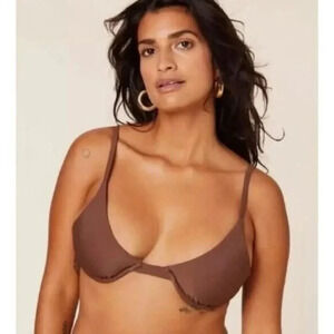 Andie Swim The Sicily Top Espresso Brown Eco Nylon Size XS